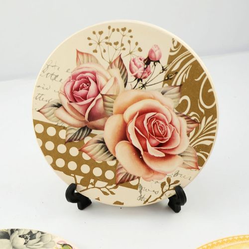 中國花卉陶瓷吸水杯墊 多色花朵 中國特色禮品現(xiàn)貨供應(yīng)